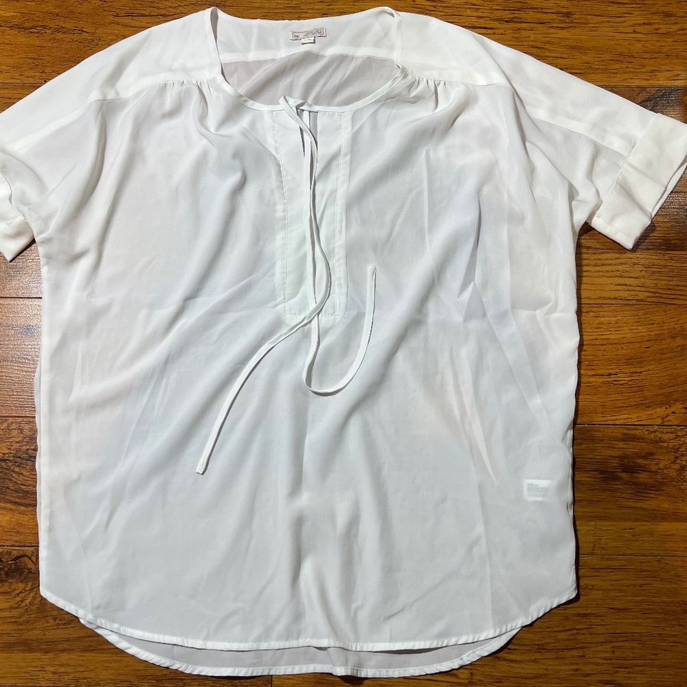 GAP Short Sleeve Dolman Henley Top - Optic White Size XS